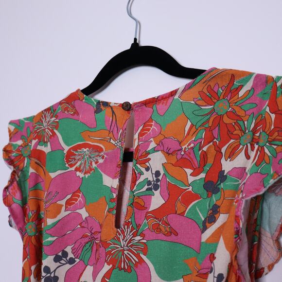 MARINE LAYER Laney Side Tie Ruffle Minidress Vintage Floral Multicolor Women's S - Picture 12 of 16